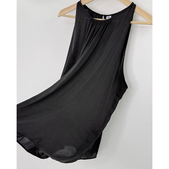 Old Navy Plus Size Sheer Shiny Satin Black Tunic Blouse XXL Event Classic Preppy - Picture 3 of 12